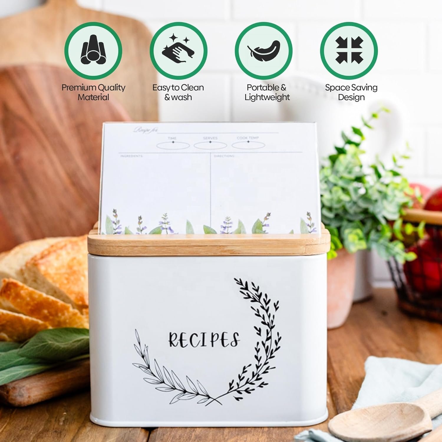 Home Kitchen Metal Storage Box Recipe Card Storage Box Dryer Sheet Holder Washing Tablets Capsules Container Bin