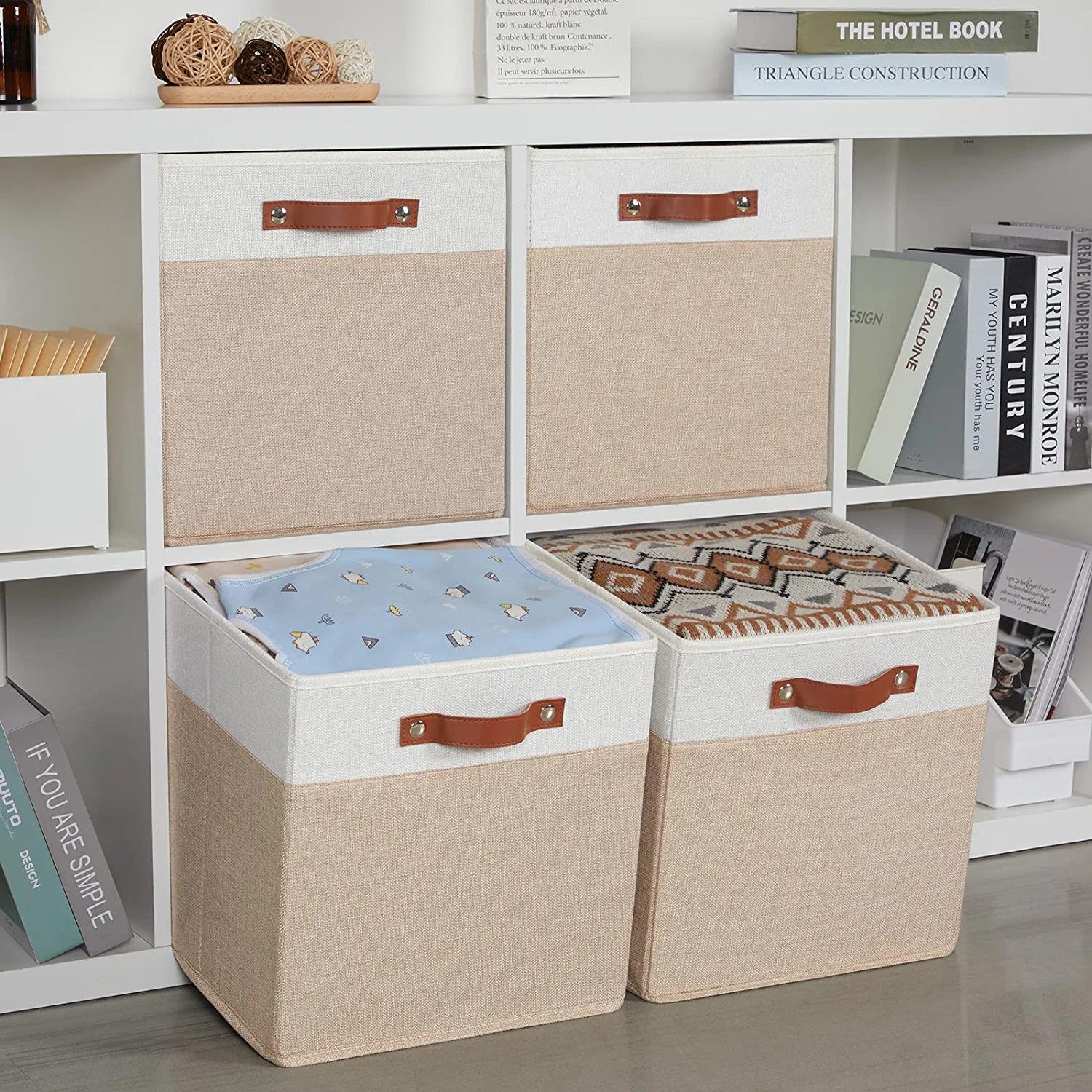 KUYUE Storage Basket Collapsible Toy Storage Box Organizer Foldable Paper Box White Clothing Organizer Modern Folding Rectangle