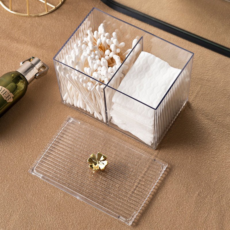 Acrylic Cotton Swab Box Desktop Transparent Makeup Removal Cosmetics Storage Box