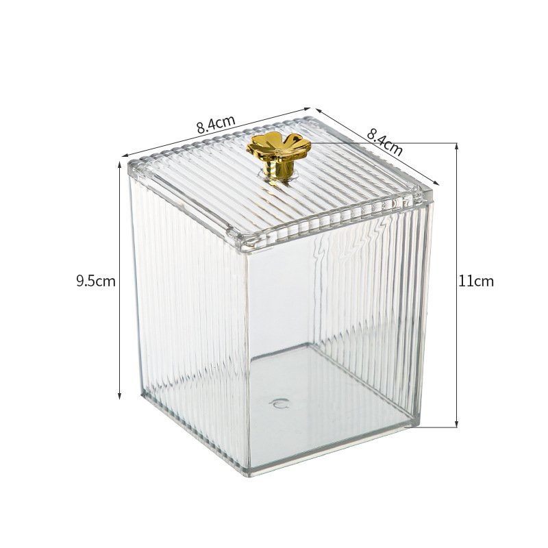 Acrylic Cotton Swab Box Desktop Transparent Makeup Removal Cosmetics Storage Box