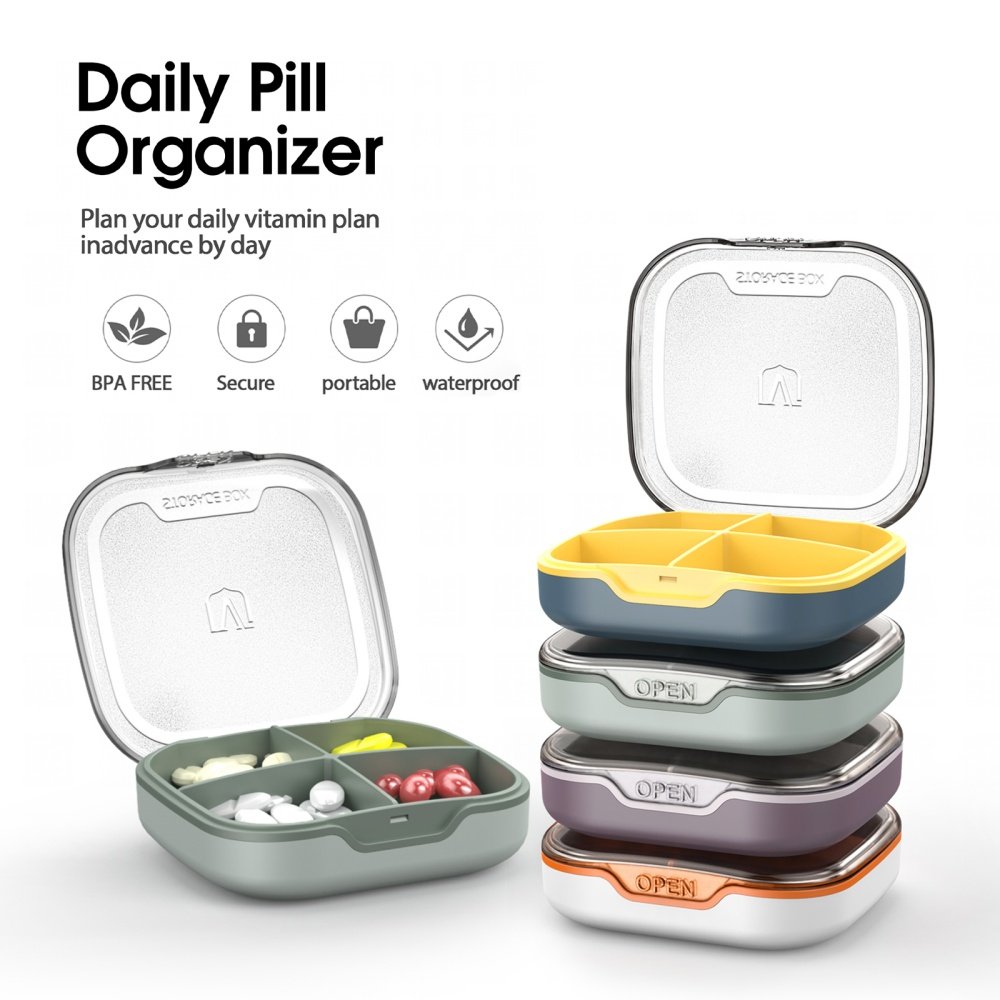 Logo Pill Storage Box Container Organizer Case Portable Pill Organizer Small Plastic Portable Pill Box Travel