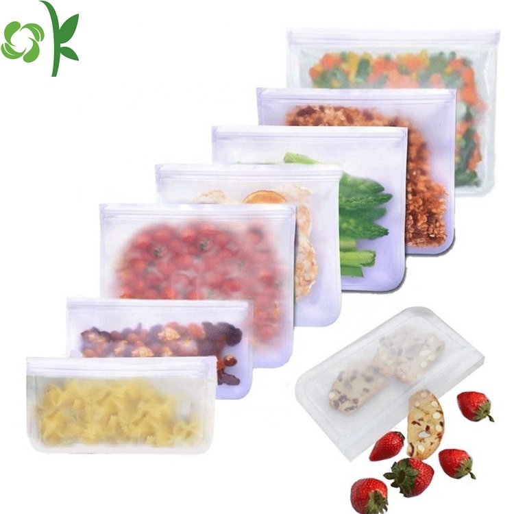 OKSILICONE BPA Free Reusable Zipper Silicone Food Storage Bag Waterproof Silicone Keep Fresh Lunch Food Preservation Storage Bag