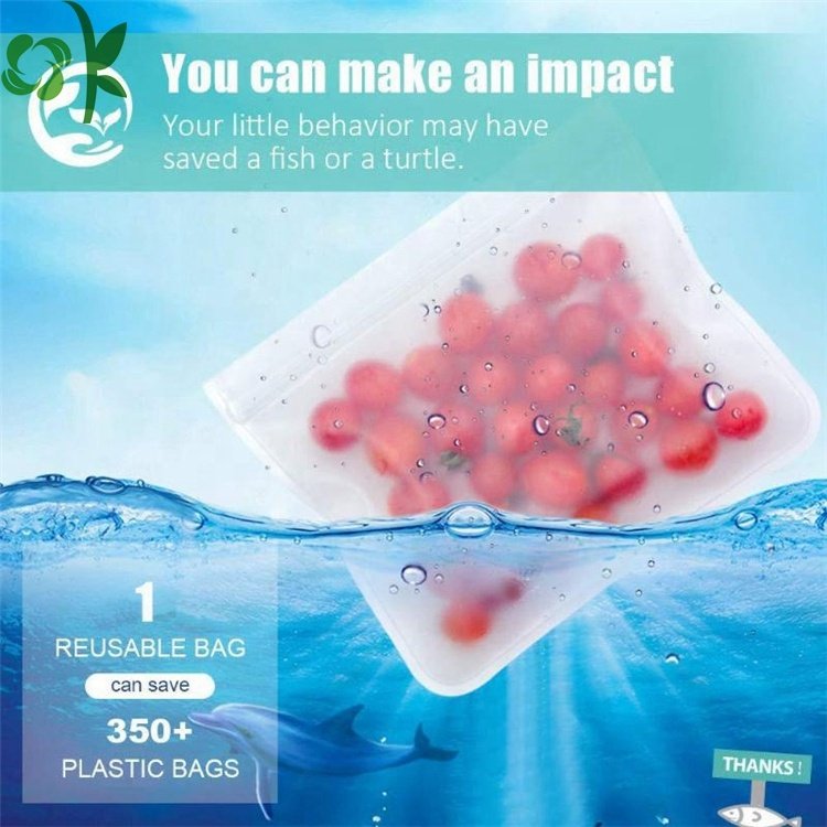 OKSILICONE BPA Free Reusable Zipper Silicone Food Storage Bag Waterproof Silicone Keep Fresh Lunch Food Preservation Storage Bag