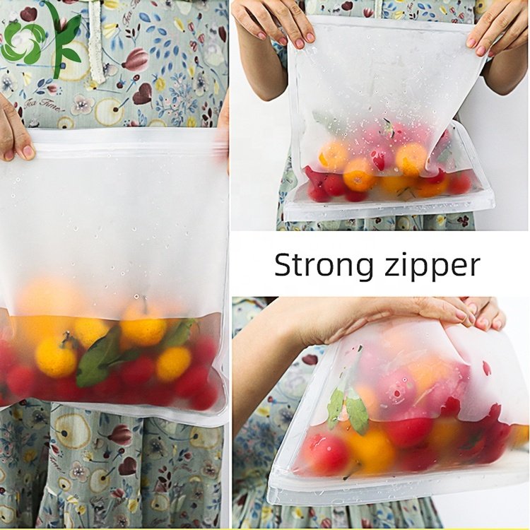 OKSILICONE BPA Free Reusable Zipper Silicone Food Storage Bag Waterproof Silicone Keep Fresh Lunch Food Preservation Storage Bag