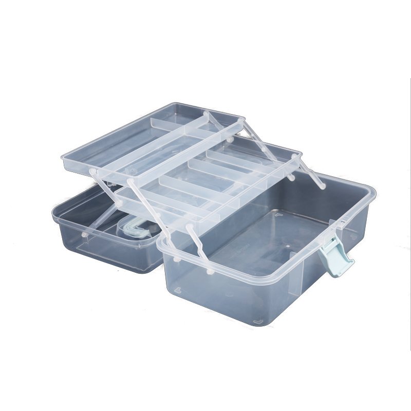 Hot Sale Blue Lock Small Storage Box Transparent Plastic Box With Hinge Cover Hardware Tools Beaded Jewelry Classification