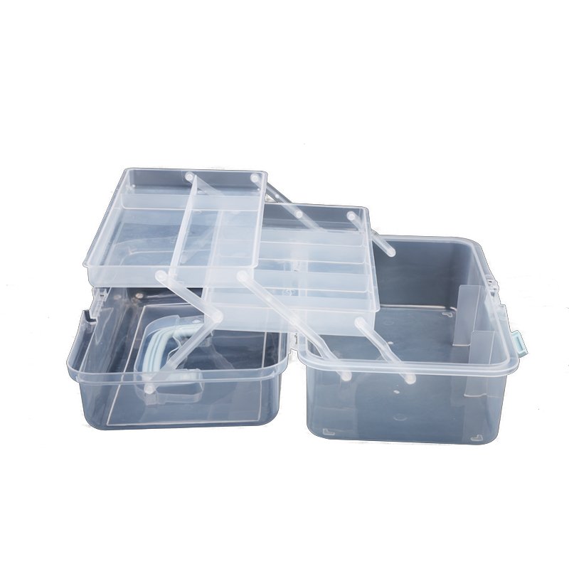 Hot Sale Blue Lock Small Storage Box Transparent Plastic Box With Hinge Cover Hardware Tools Beaded Jewelry Classification