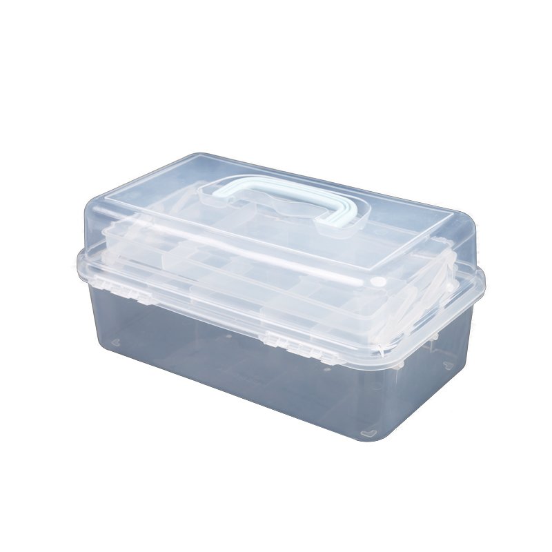 Hot Sale Blue Lock Small Storage Box Transparent Plastic Box With Hinge Cover Hardware Tools Beaded Jewelry Classification