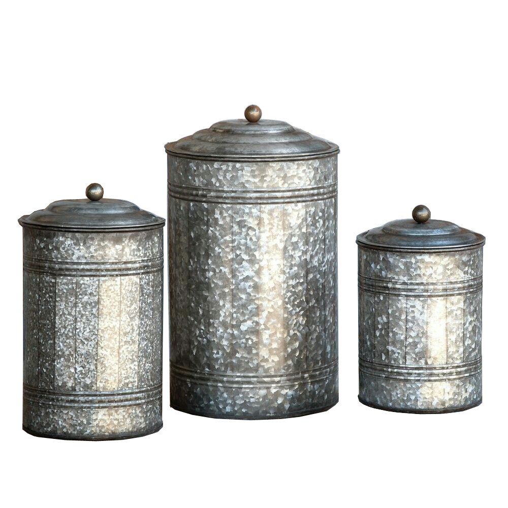 Classic Modern Design Gaanized Iron Metal Canister Set Lacquer Technics Dry Food Preservation Box American Ins 5kg Capacity