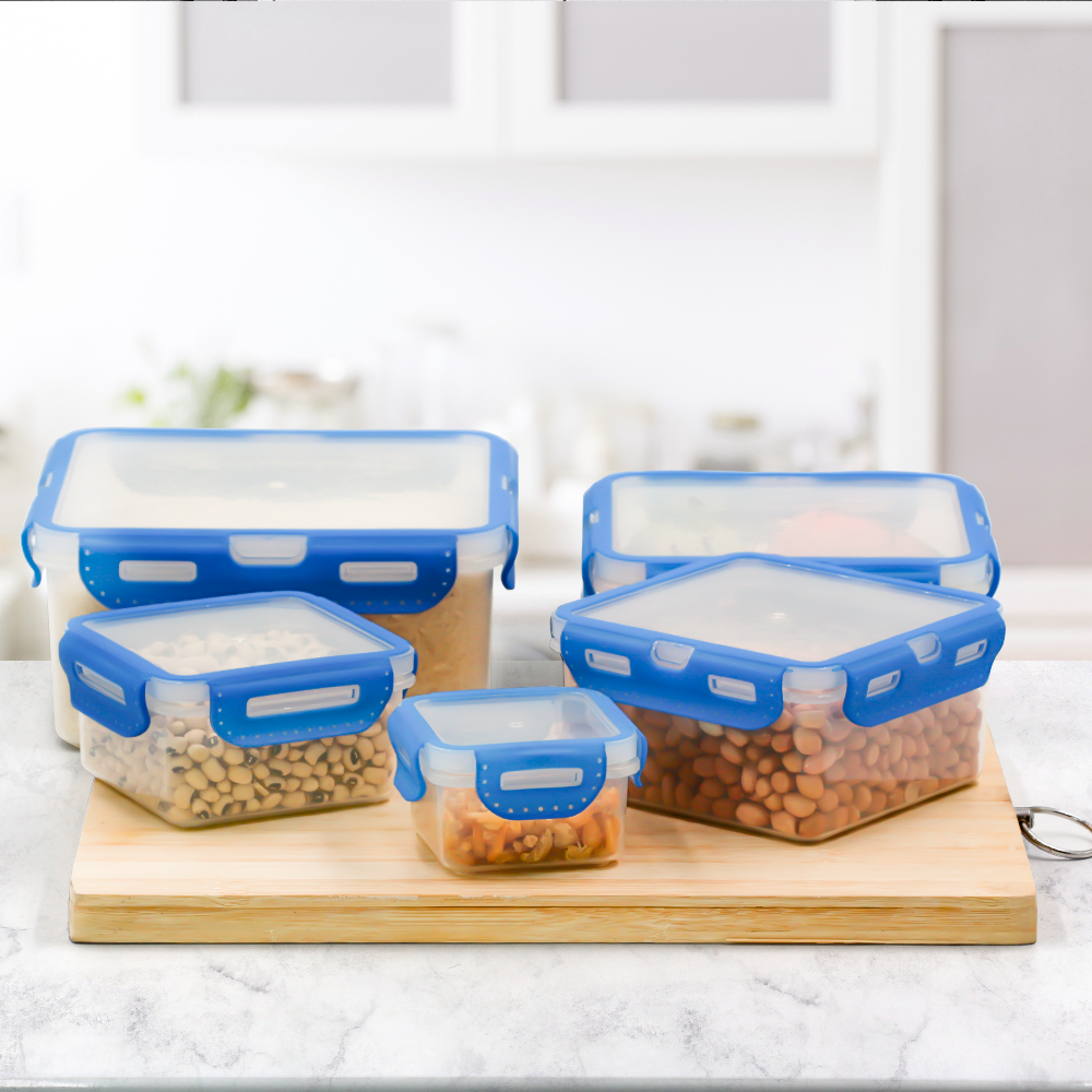 YONGLI Custom Container Square BPA-Free Kitchen Plastic Airtight Food Storage Container Set with Lid