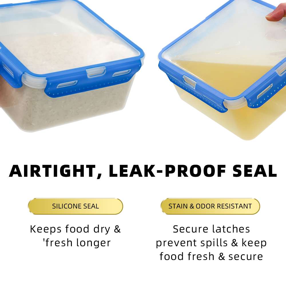YONGLI Custom Container Square BPA-Free Kitchen Plastic Airtight Food Storage Container Set with Lid