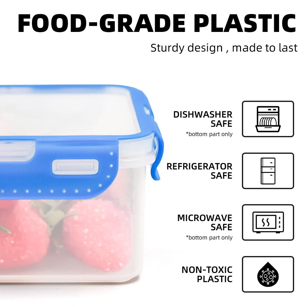 YONGLI Custom Container Square BPA-Free Kitchen Plastic Airtight Food Storage Container Set with Lid