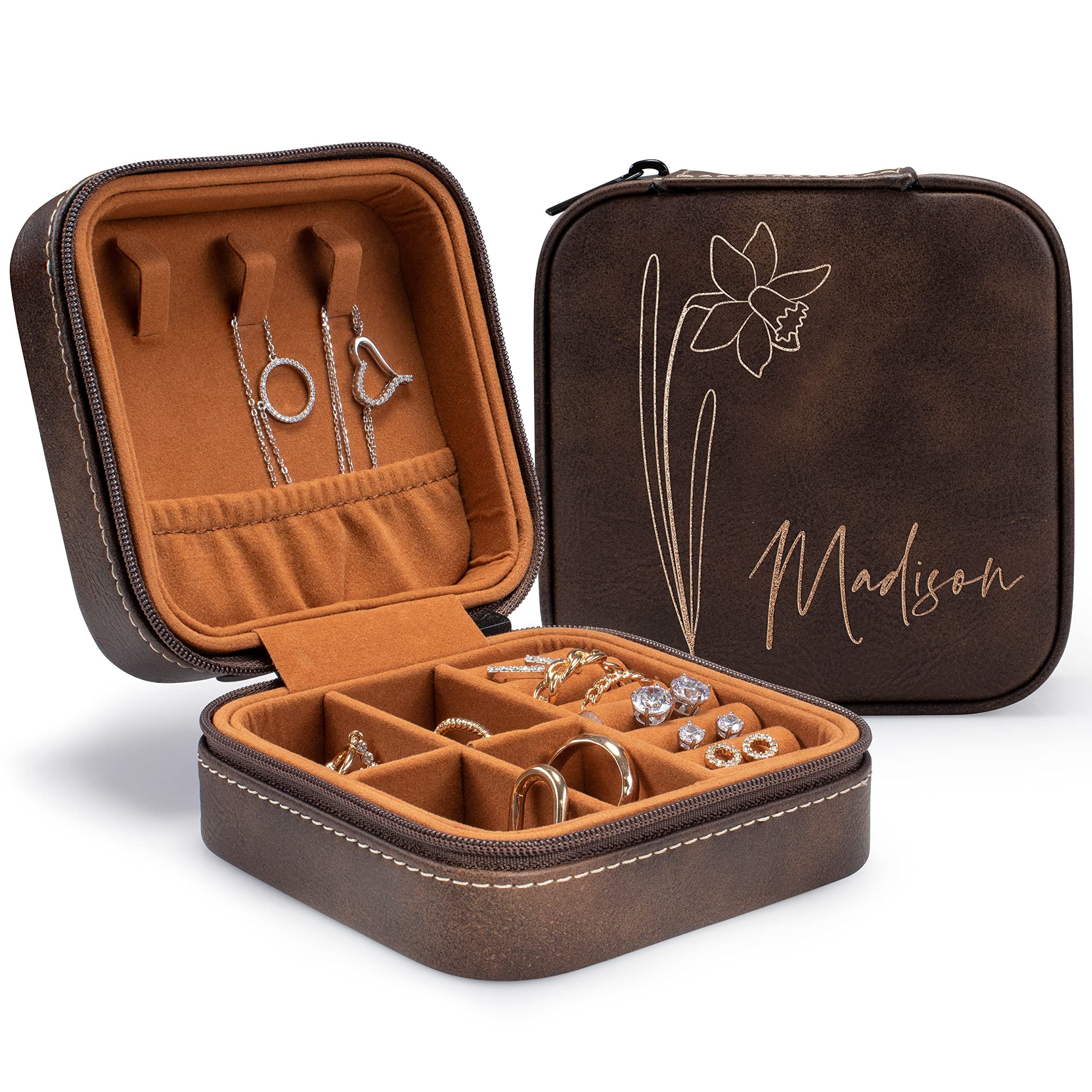 Custom Text Pattern Jewelry Boxes Custom Jewelry Box Organizer Jewelry Organizer Box Leather Case Logo Storage Travel Necklace