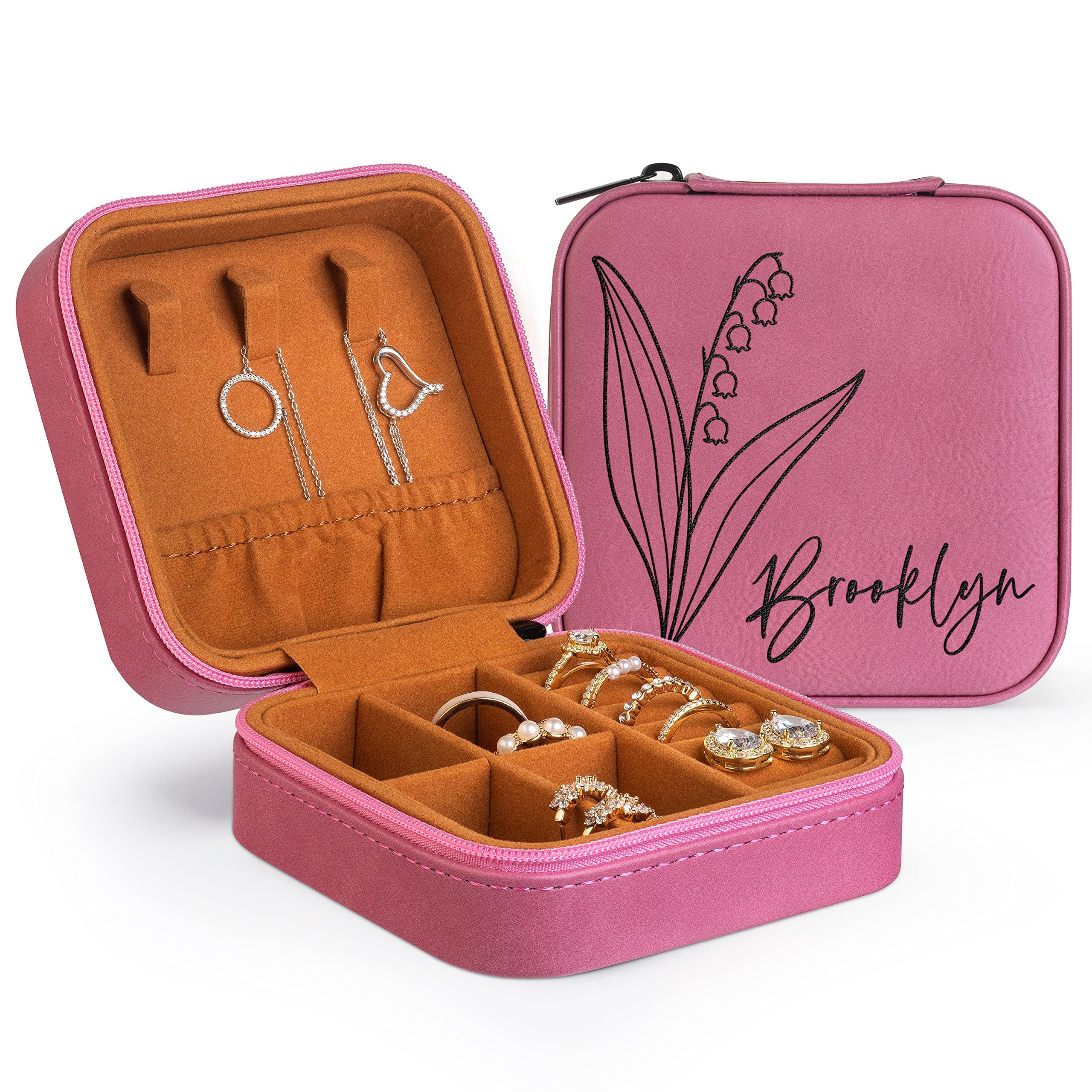 Custom Text Pattern Jewelry Boxes Custom Jewelry Box Organizer Jewelry Organizer Box Leather Case Logo Storage Travel Necklace