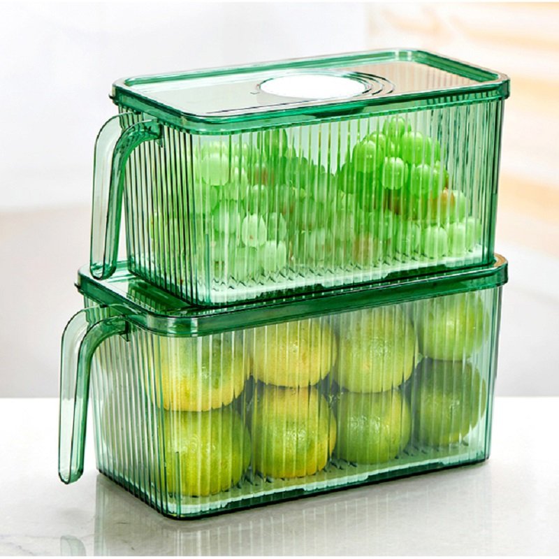 PET fridge organizer kitchen fridge container storage kitchen storage box with lid handle