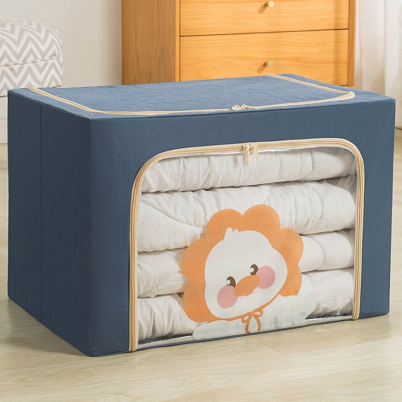 Factory Direct Wholesale Bedroom Clothing Storage Box Cartoon Fabric Thickened Quilt with Steel Frame Foldable Functional Design