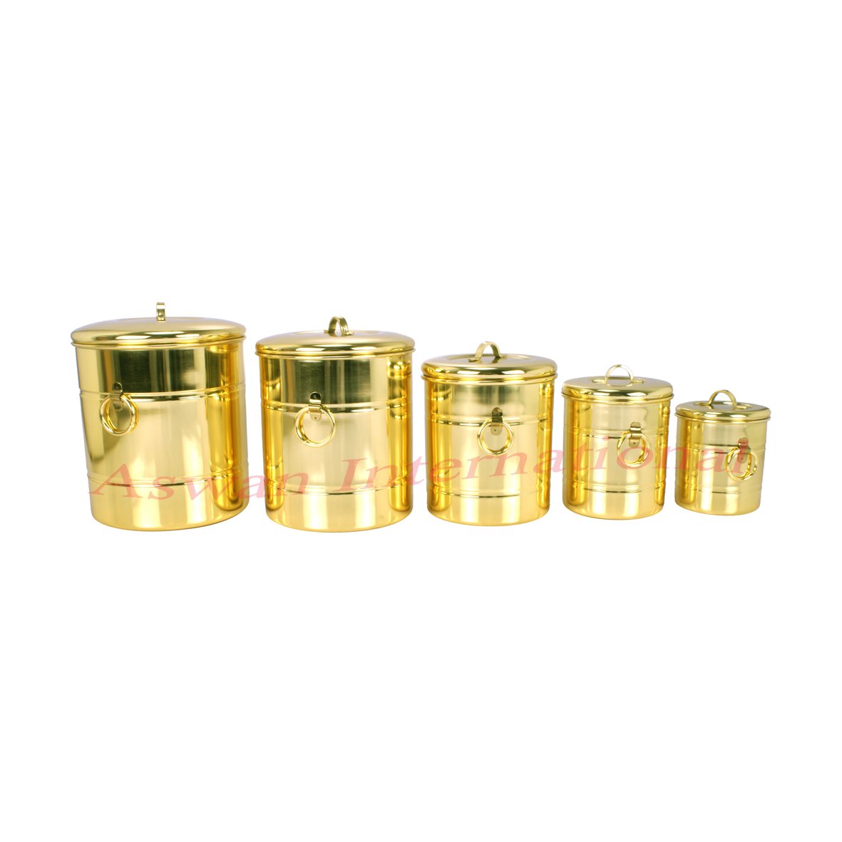 Tea Sugar Coffee Canisters Kitchen Food Storage Box and Container Arabic Item Brass Handmade Round Gold Lid Spice