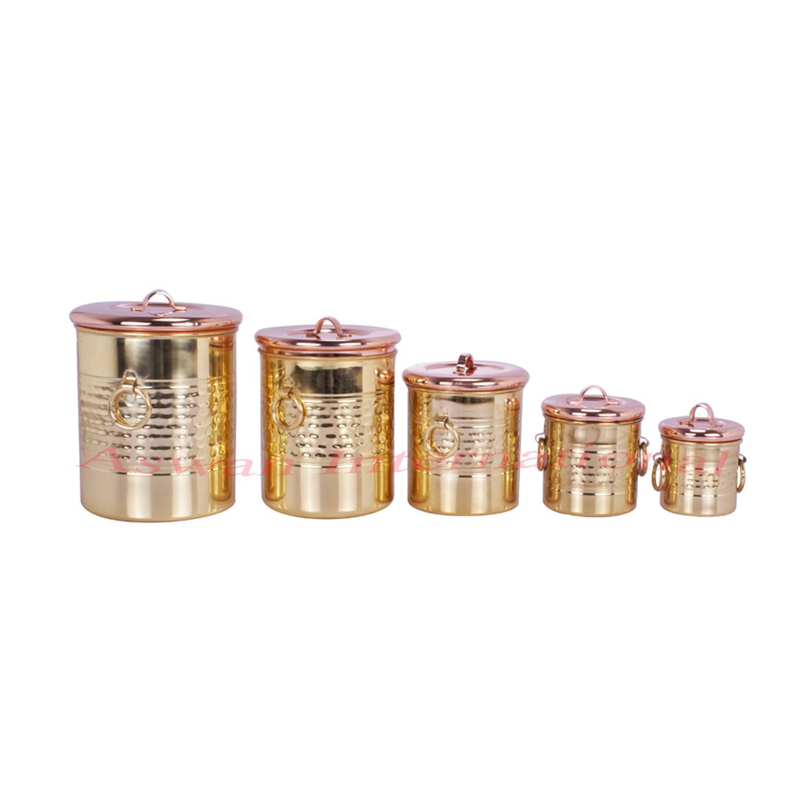 Tea Sugar Coffee Canisters Kitchen Food Storage Box and Container Arabic Item Brass Handmade Round Gold Lid Spice