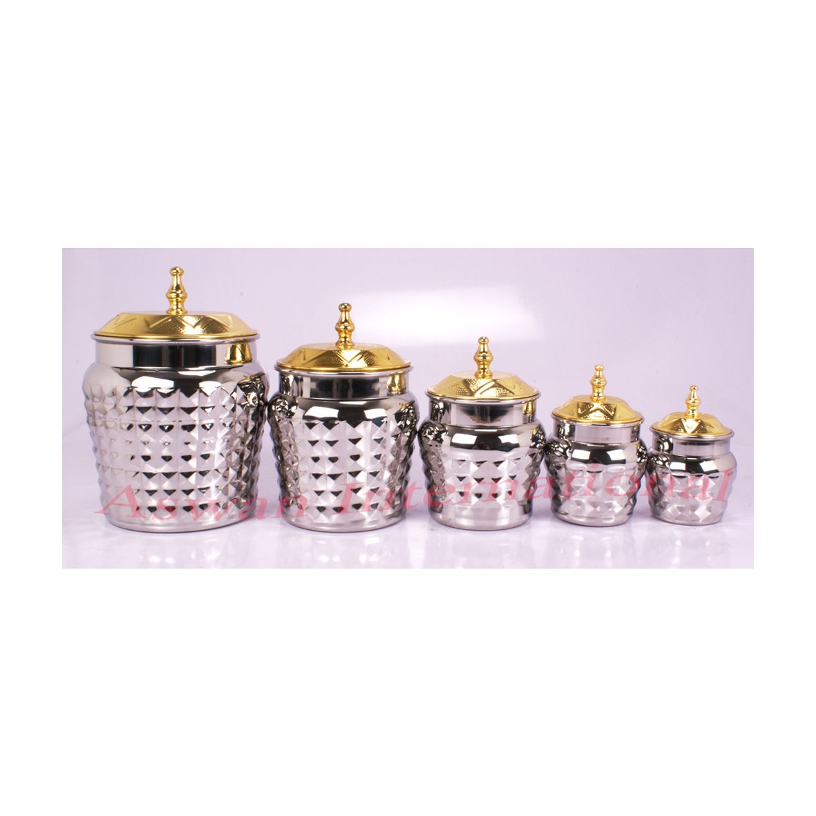 Tea Sugar Coffee Canisters Kitchen Food Storage Box and Container Arabic Item Brass Handmade Round Gold Lid Spice