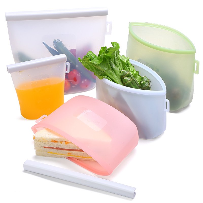 New Trending Product Kitchen Silicone Bag Kids Snack Freezer Bag Food Grade Reusable Food Storage Silicone Bag