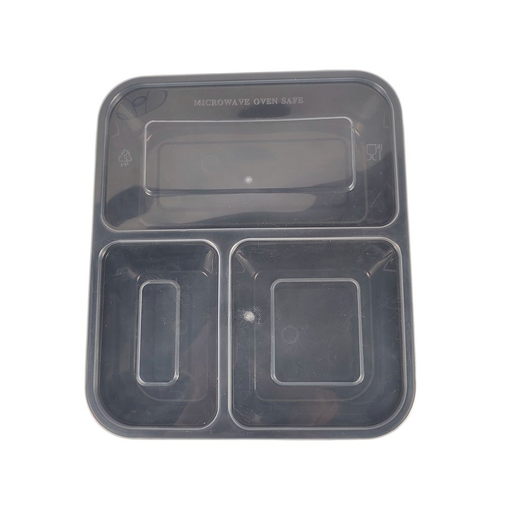 Leak-Proof 3 Compartments Take Away Food Container, Food Grade PP Disposable Plastic Bento Box With Lid