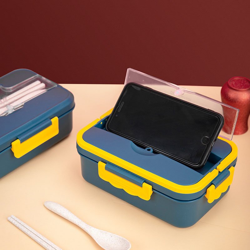 Eco Friendly Biodegradable Bento Box Wheat Straw Microwave Safe Children School Adult Office Food Container with Spoon Fork