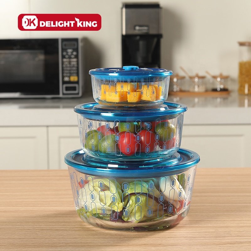 High Quality Oven Microwave Safe Glass Vacuum Container With Pump Cover Airtight Sealed Food Package Glass Storage Box