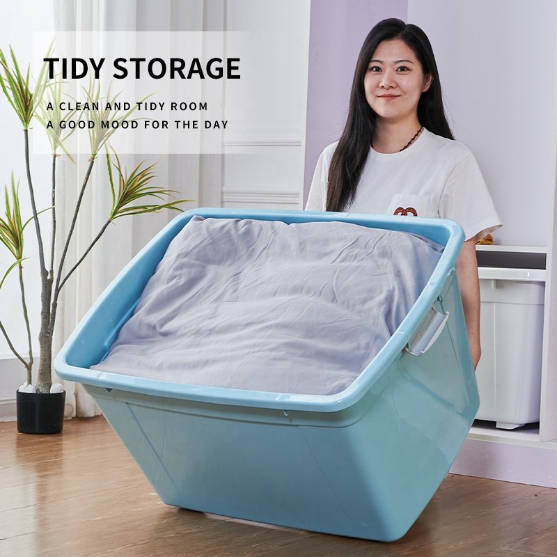 Factory aja de almacenamiento Multifunction PP Big Stackable Container Plastic Large Storage Bins Box With Wheels With Lids