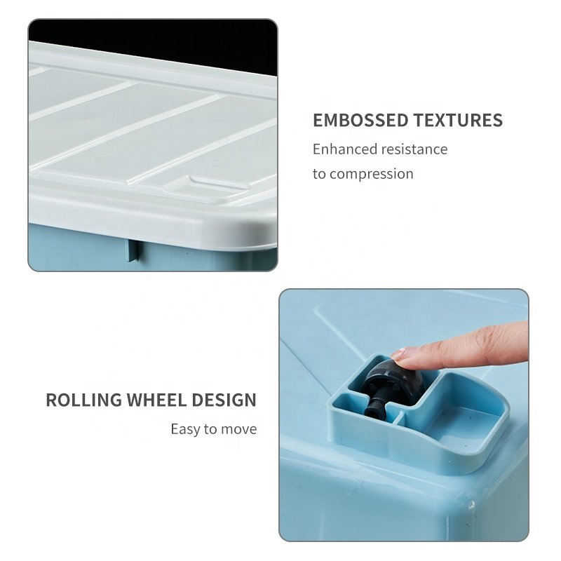 Factory aja de almacenamiento Multifunction PP Big Stackable Container Plastic Large Storage Bins Box With Wheels With Lids