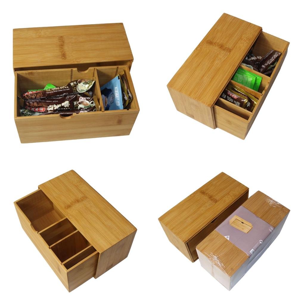 New Arrival Modern Bamboo Coffee Capsule Organizer Display Box Bamboo Tea Bag Storage Box