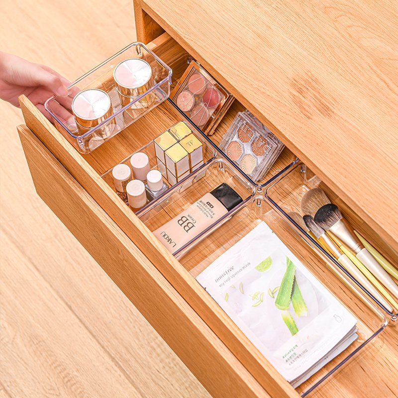 Japanese drawer style storage box with built-in household plastic transparent kitchen stationery box