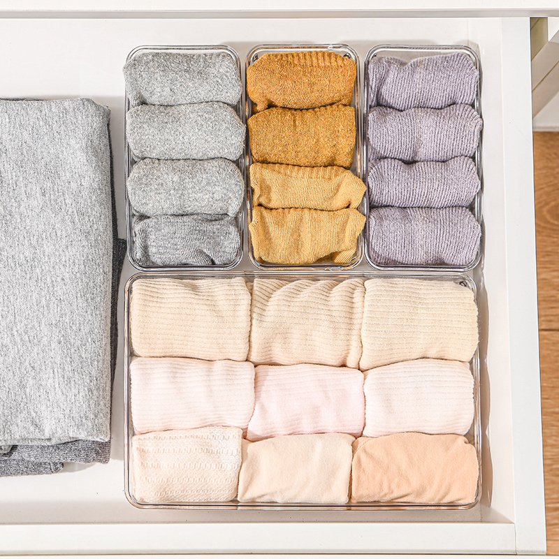 Japanese drawer style storage box with built-in household plastic transparent kitchen stationery box