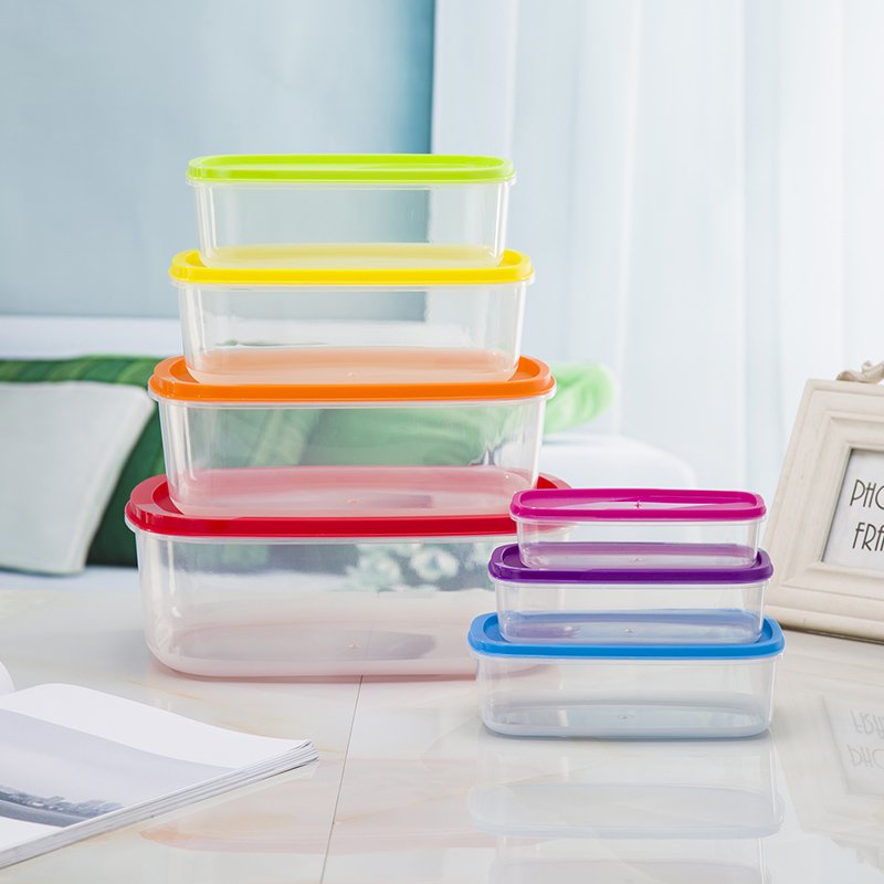 Rainbow plastic box kitchen supplier 7/5/4 food container set Fruit storage