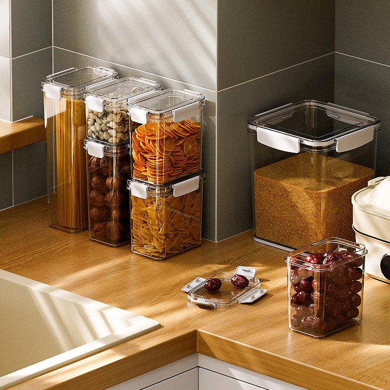 Wholesale Kitchen & Pantry Organizer Air Tight Clear Plastic Food Storage Container Box for Cereal Rice Grain Snacks