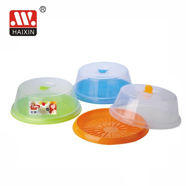 Round portable PP transparent take away storage organizer boxes carrier cake holder storage container box plastic cake server