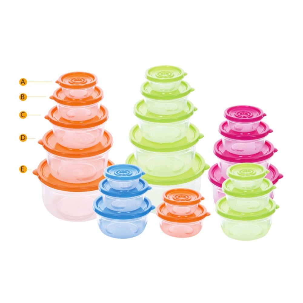 Hot food container set green plastic fresh keeping box Household Fridge storage set 5-piece set instant food storage boxes