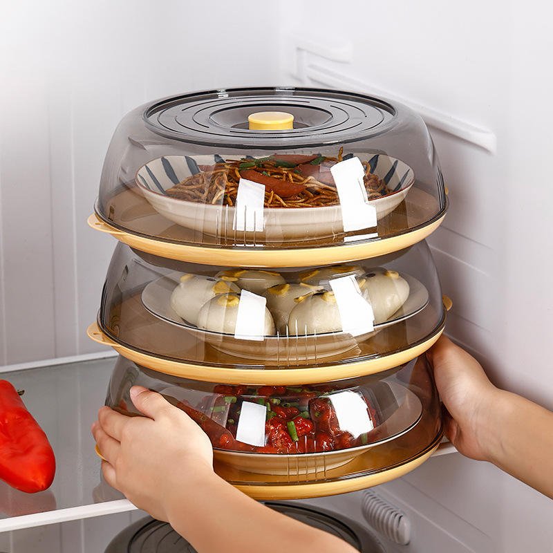 reusable multilayer stackable plastic dome Insulation warmer food cover reusable Dust Proof Plate Round Dish storage Covers set