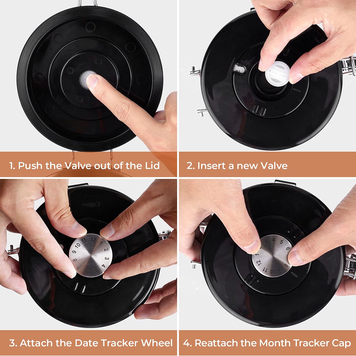 Custom Metal Kitchen Food Storage Jar Canisters Airtight Stainless Steel Coffee Bean Storage Container with Date Tracker