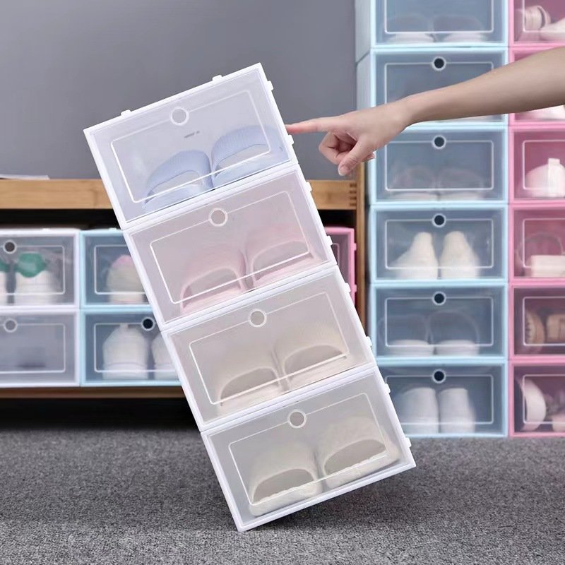 Mingtuo factory Home Drop Front Storage Box With Light Shoe Box Storage Stackable Shoe Storage Box