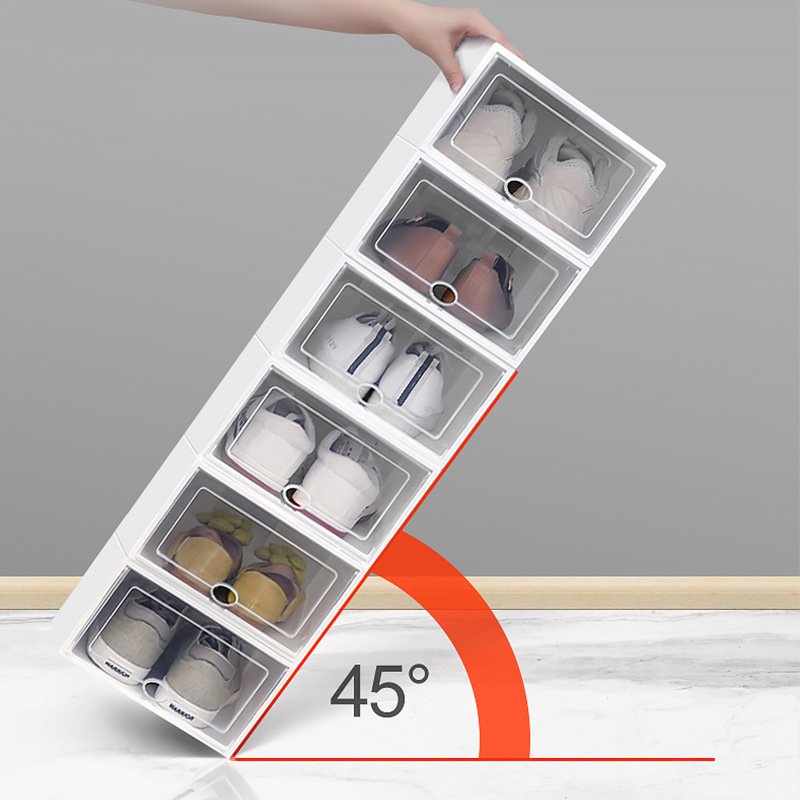 Mingtuo factory Home Drop Front Storage Box With Light Shoe Box Storage Stackable Shoe Storage Box
