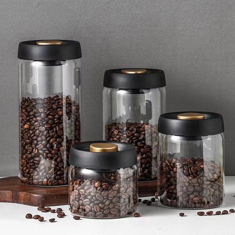 30oz/40oz/60oz vacuumized glass sealed jar transparent high borosilicate glass storage jar coffee bean storage tank storage jar