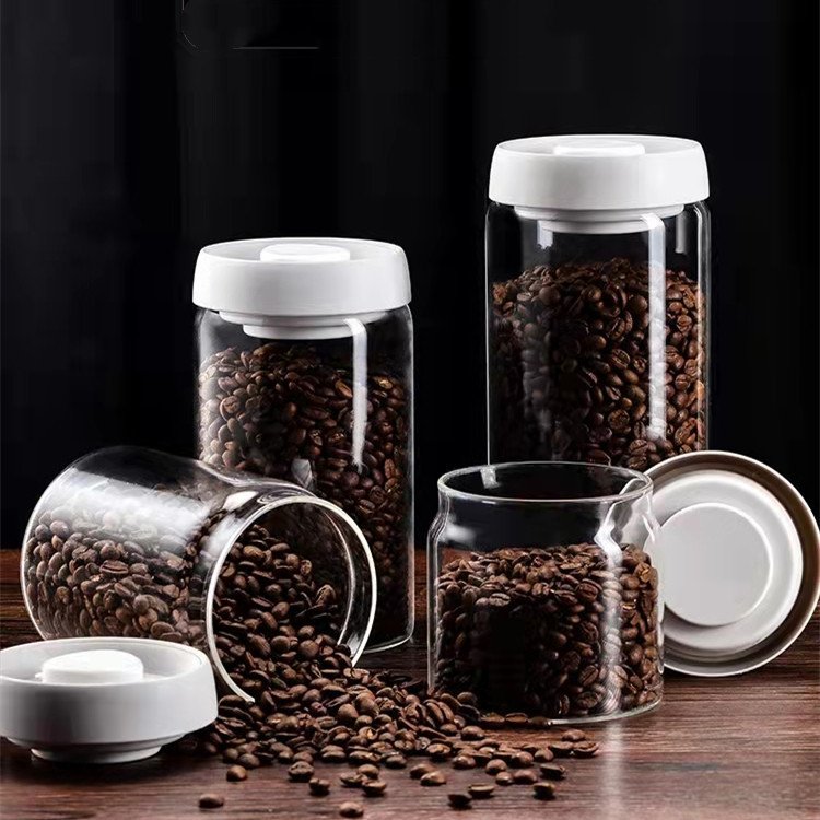30oz/40oz/60oz vacuumized glass sealed jar transparent high borosilicate glass storage jar coffee bean storage tank storage jar