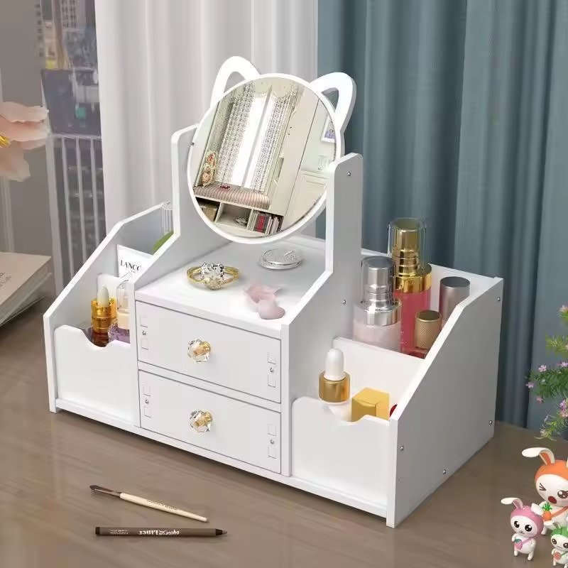 wood Make Up Price Drawer Desk Portable Vanity Case Bin Makeup Caddy Organizer Cosmetic Storage Box For Cosmetics Vanity Mirror