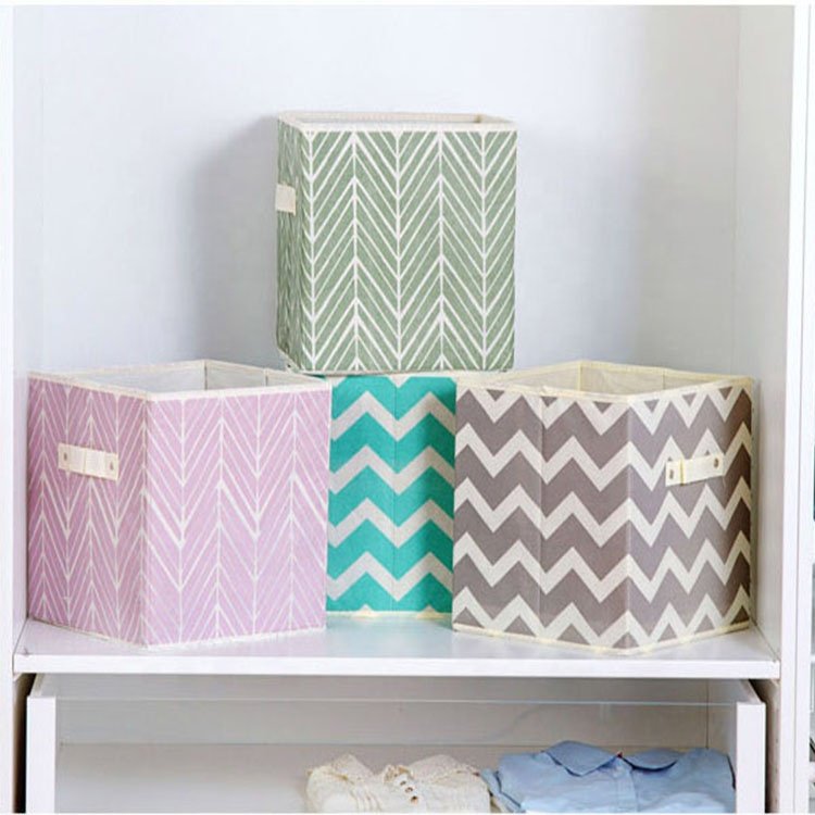 Custom Non-Woven Cardboard Folding Cube Storage Box Functional Foldable Clothing Organizer with Square Shape Fabric Material