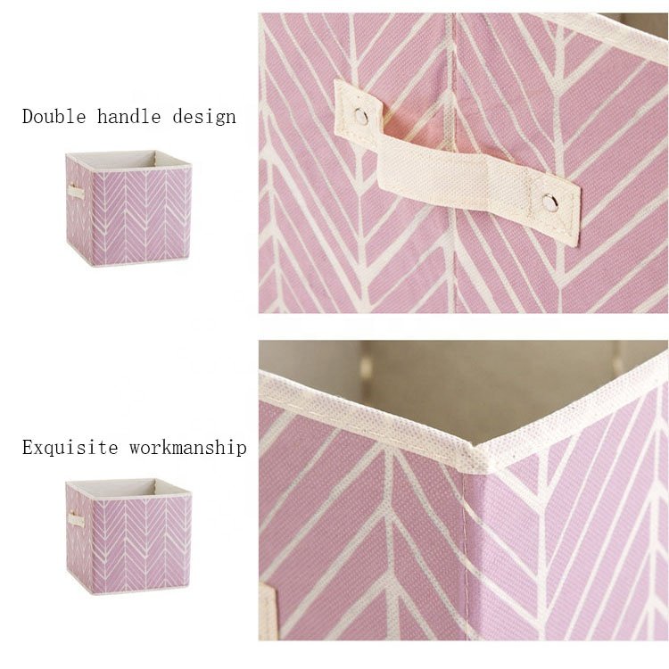 Custom Non-Woven Cardboard Folding Cube Storage Box Functional Foldable Clothing Organizer with Square Shape Fabric Material