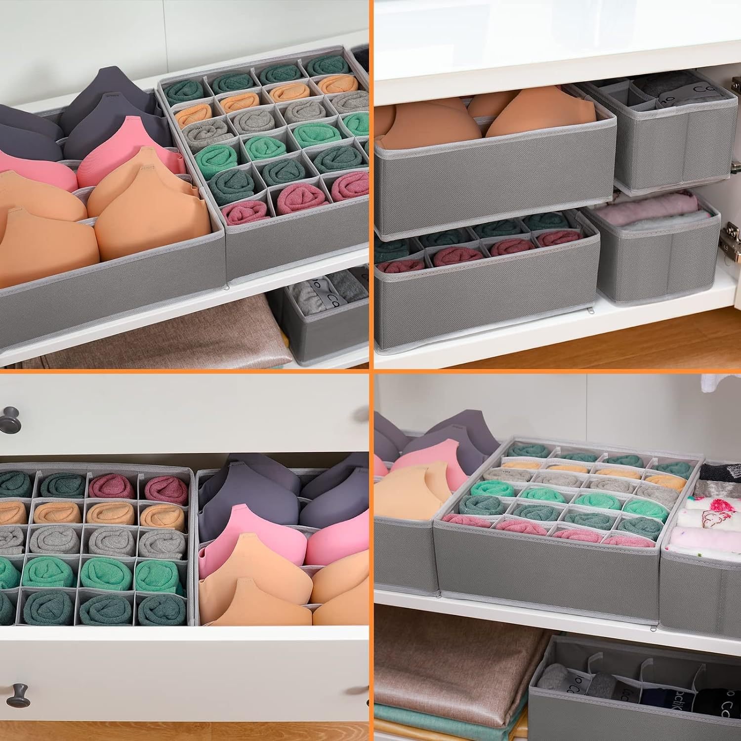 DS4102 Non-woven Fabrics Folding Closet Drawer Clothes Storage Organizer Underwear Bra Socks Storage Box Container