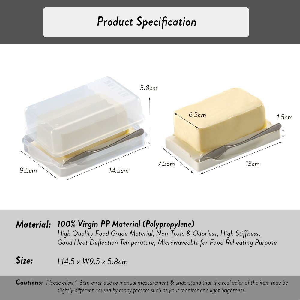 Elianware Elegant And Strong Portable Butter Case Food Container Case With Butter Knife Separator