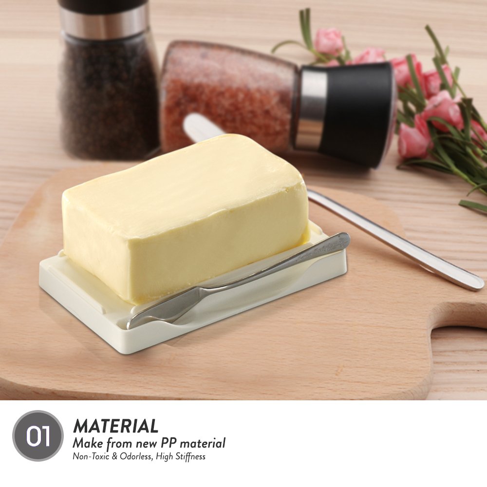 Elianware Elegant And Strong Portable Butter Case Food Container Case With Butter Knife Separator