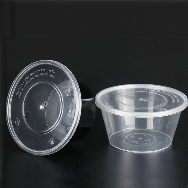 wholesale Disposable Transparent Black round Meal Prep Food Container with Lid Food Grade Plastic Stocked for Salad Soup Storage