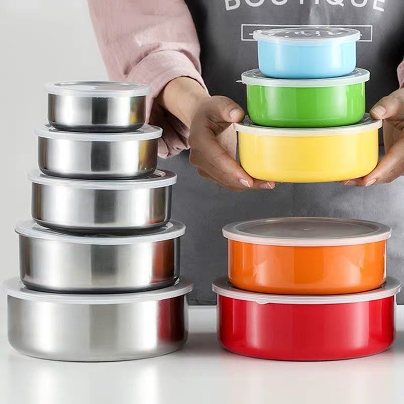 Stainless Steel Storage Bowl with Lid 5PCS Stainless Steel Snack Food Containers Reusable Customized Color