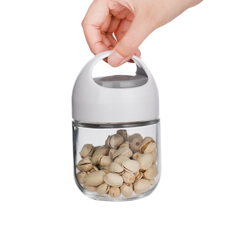 new design airtight glass containers for kitchen food storage jar canisters set with easy carrying handle